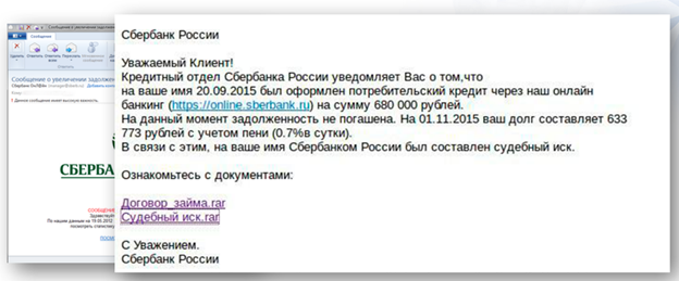 Пример фишинга